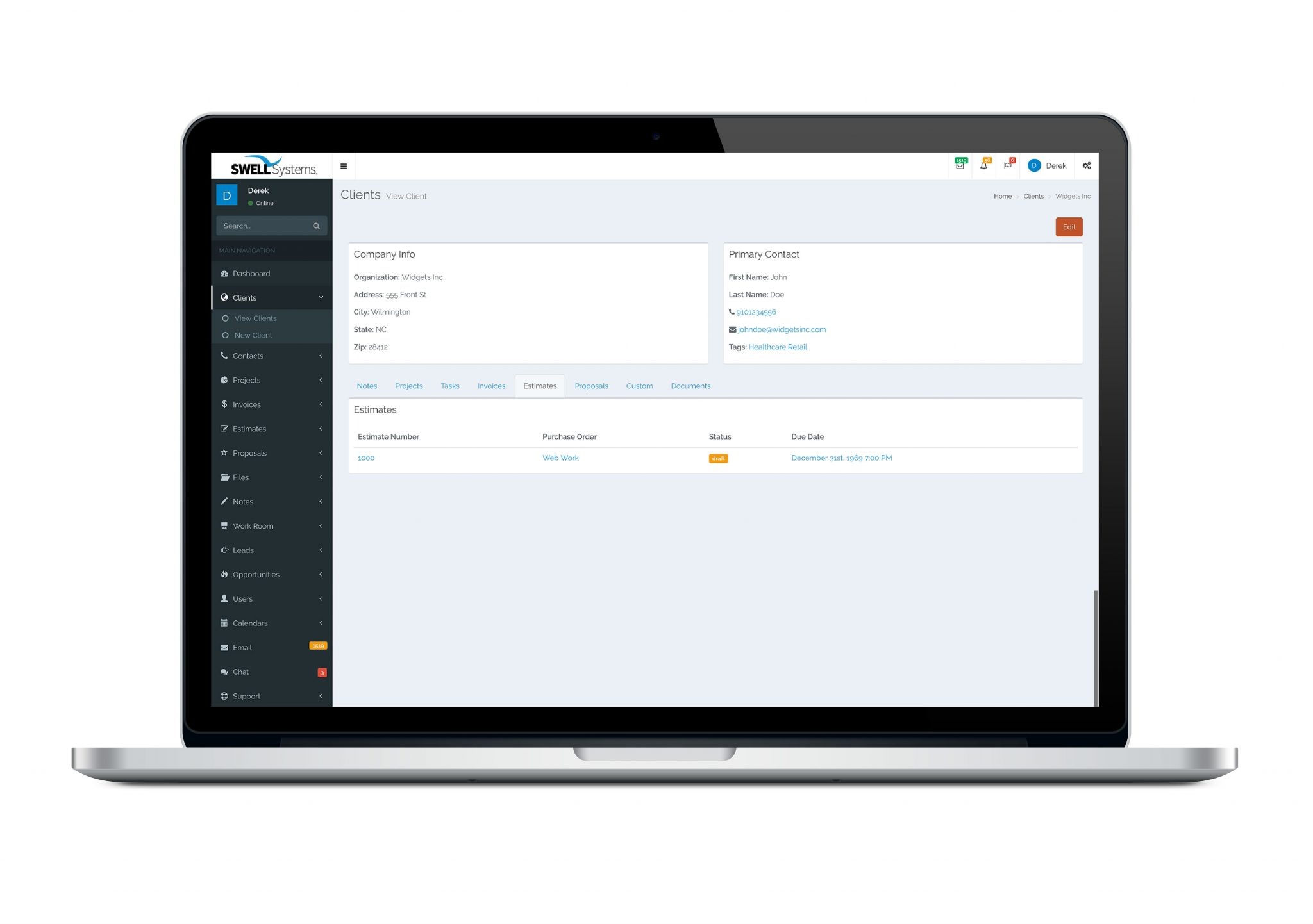 client-management client management <b>SWELL</b>Enterprise CRM